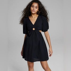 And Now This Black Keyhole/Cutout Short Dress